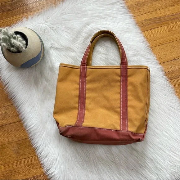 L.L. Bean vintage rare mustard medium boat and tote bag - Picture 7 of 9